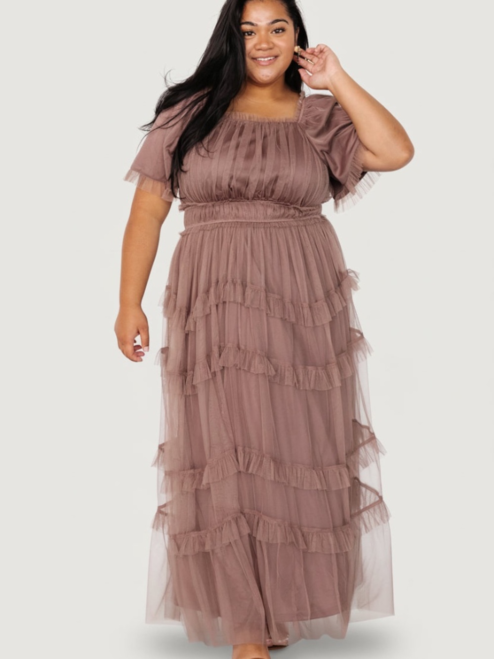 Baltic Born Magdalena Tulle Maxi Dress | Mink Size 3XL